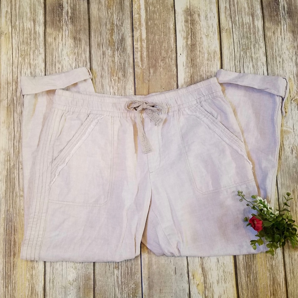 Anthropologie Hei Hei Linen Roll Up Pant Medium